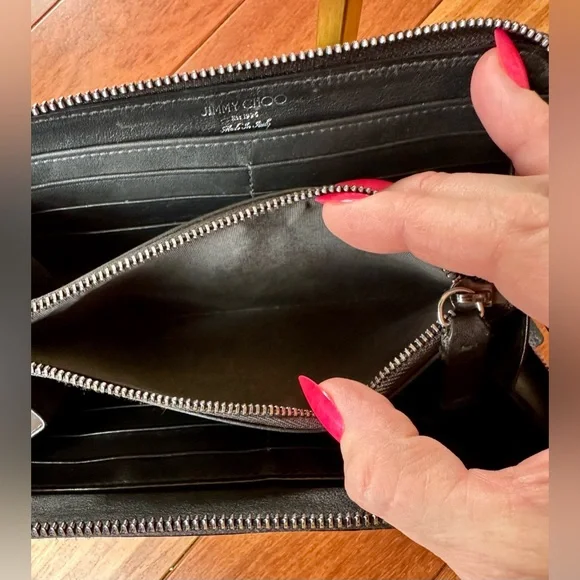 Jimmy Choo Filipa Star-Studded Zip-Around Long Leather Wallet - Picture 8 of 13